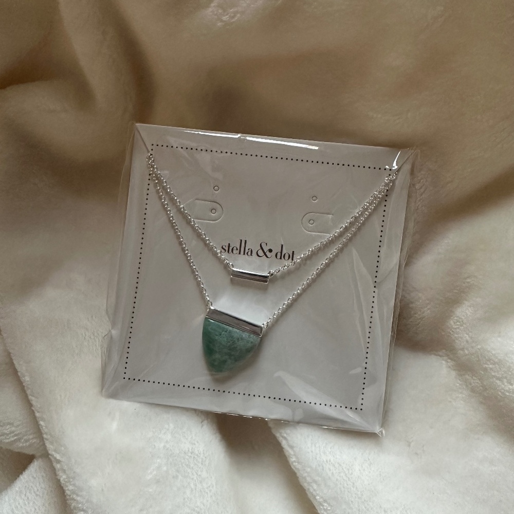 Upside down Triangle stone layered necklace